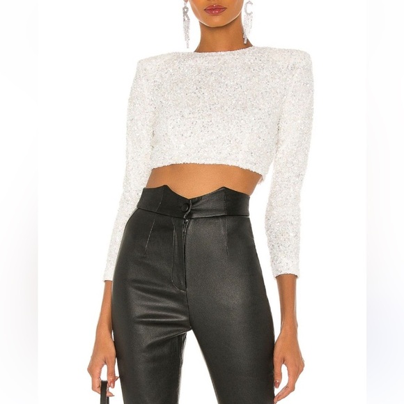 Retrofete Xi Sequin Top White Size L - Picture 1 of 7